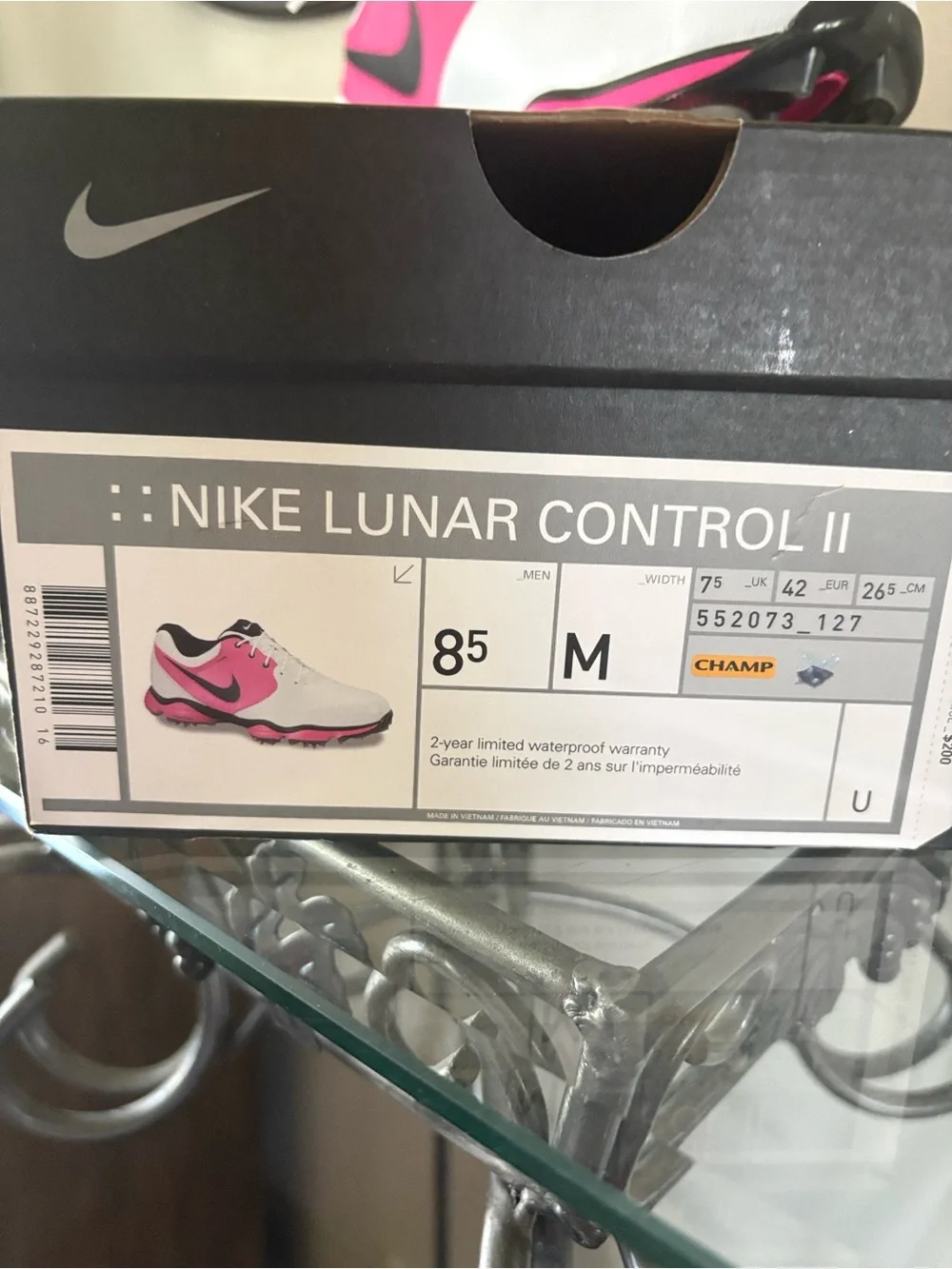 Nike White & Pink Men’s Lunar Control II Golf Shoes